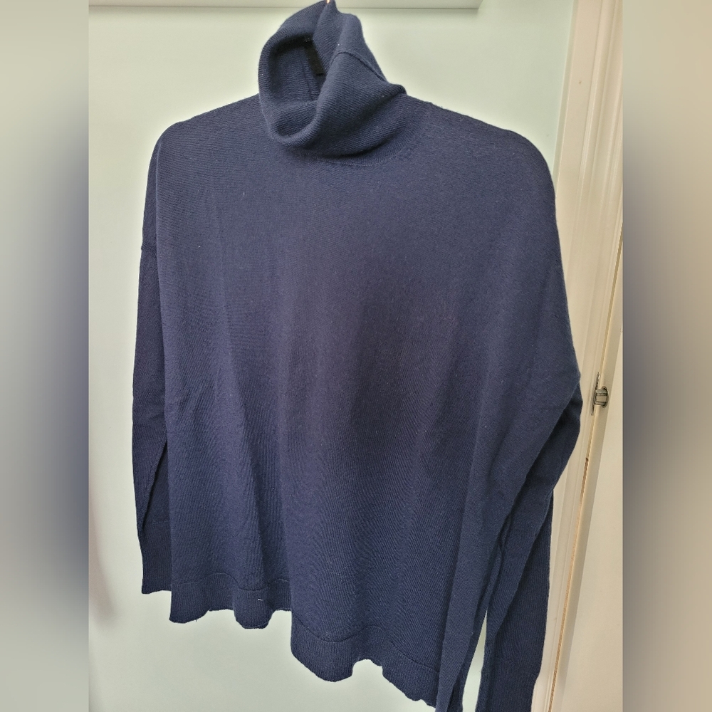 J. Crew Navy 100% Merino Wool Turtleneck